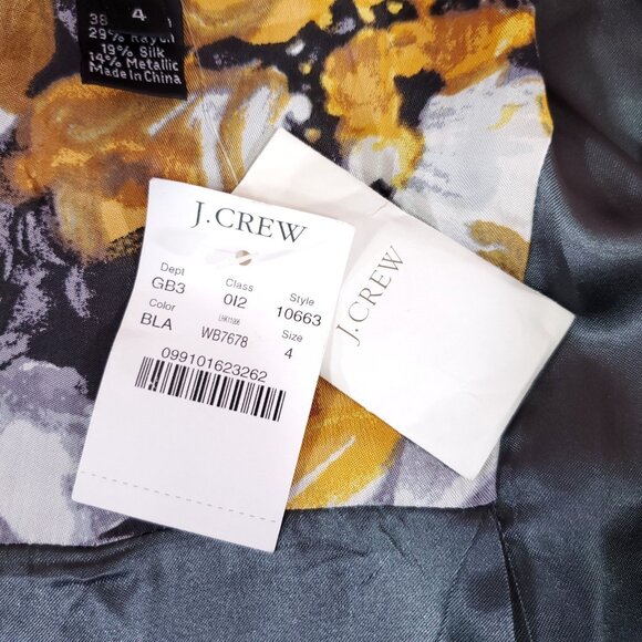 NWT J Crew Collection Womens 4 Black Label Gunmetal Metallic Jacquard Pea Coat - Picture 12 of 15